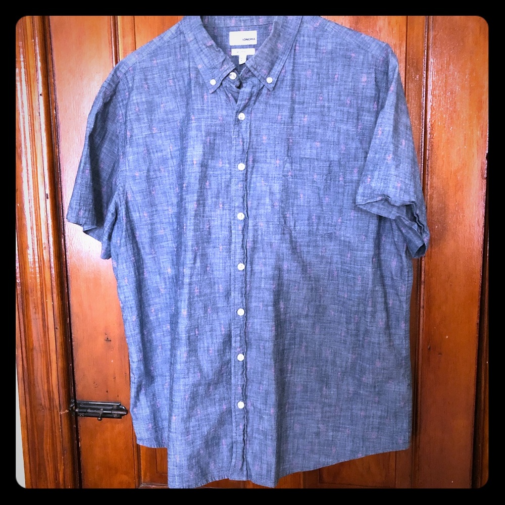 Chambray Flamingo Button-Down
